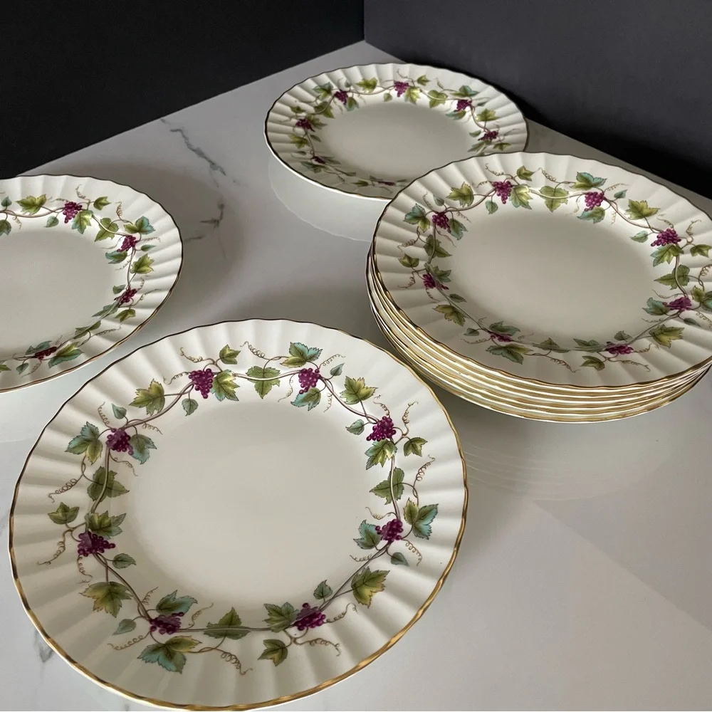 SET of 9 Salad Plates - Bacchanal by Royal Worcester